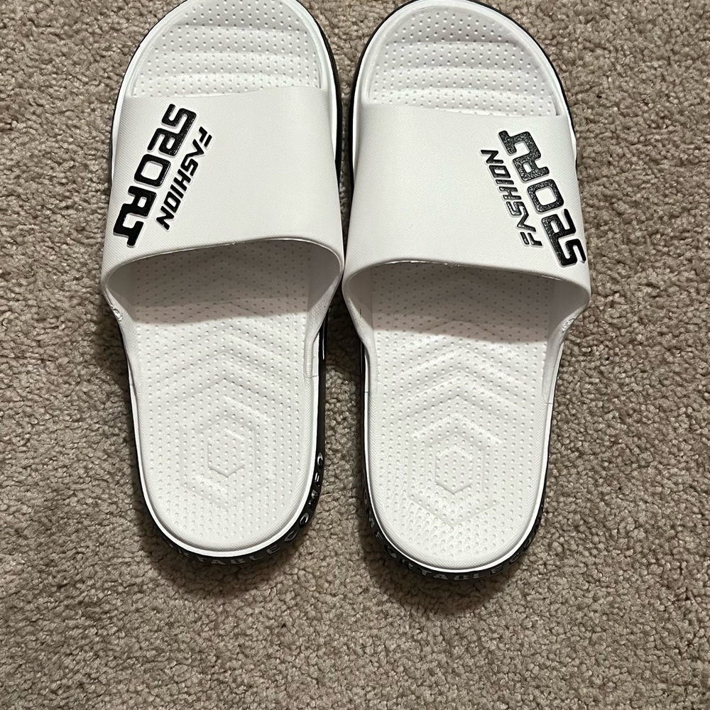 SL Fashions White Slide Sandals